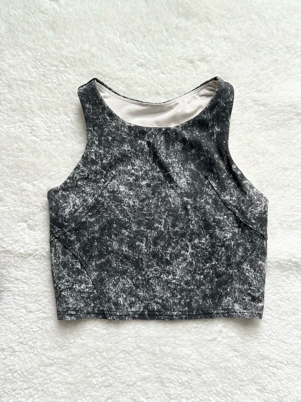 Lululemon Denim Wash White Open Multi Black Invigorate Training Tank Top